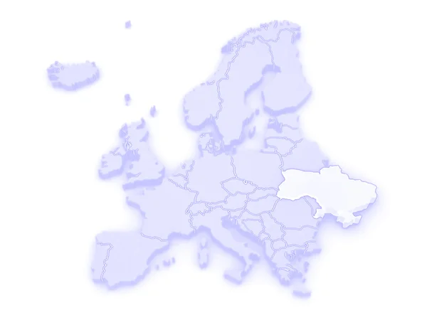 Mapa Evropy a Ukrajiny. — Stock fotografie