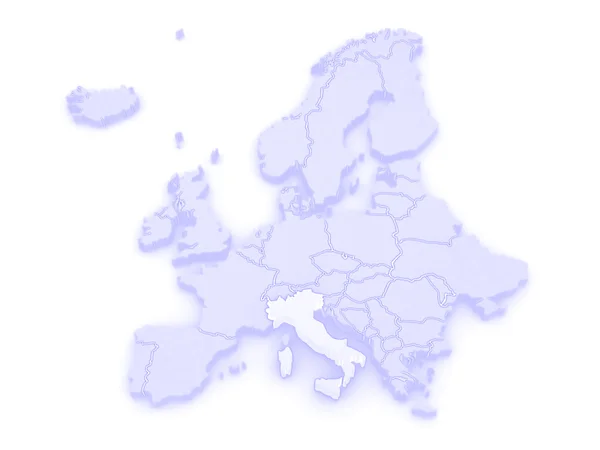 Mapa Evropy a Itálie. — Stock fotografie