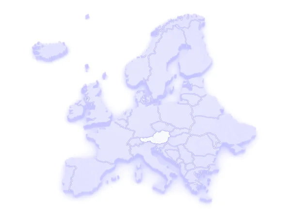 Mapa Evropy a Rakousko. — Stock fotografie