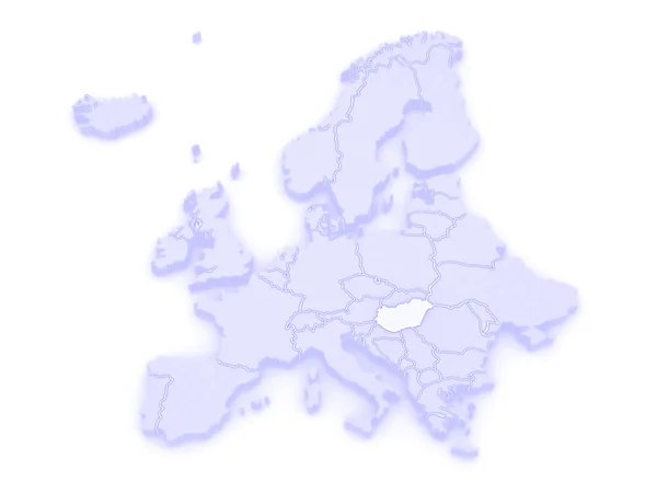 Mapa Evropy a Maďarsko. — Stock fotografie