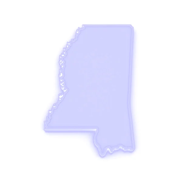 Three-dimensional map of Mississippi. USA. — Stock Photo, Image