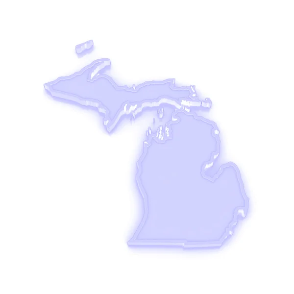 Three-dimensional map of Michigan. USA. — Stock Photo, Image