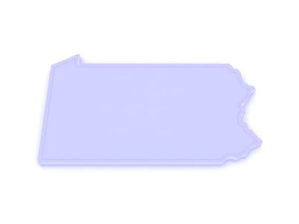 美国宾夕法尼亚州的三维地图。美国. — 图库照片
