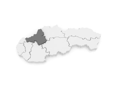 trencin bölge haritası. Slovakya.