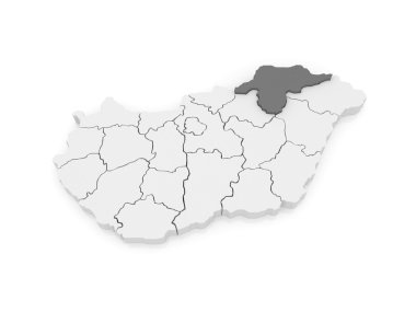 borsod abauj zemplen Haritası. Macaristan.