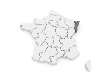 mapa de Alsacia. Francia.