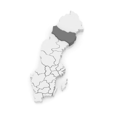 vasterbotten Haritası. İsveç.