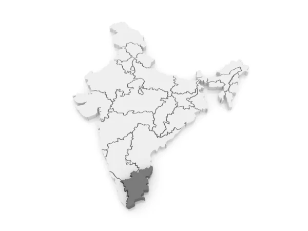 Mapa Tamilnádu. Indie. — Stock fotografie