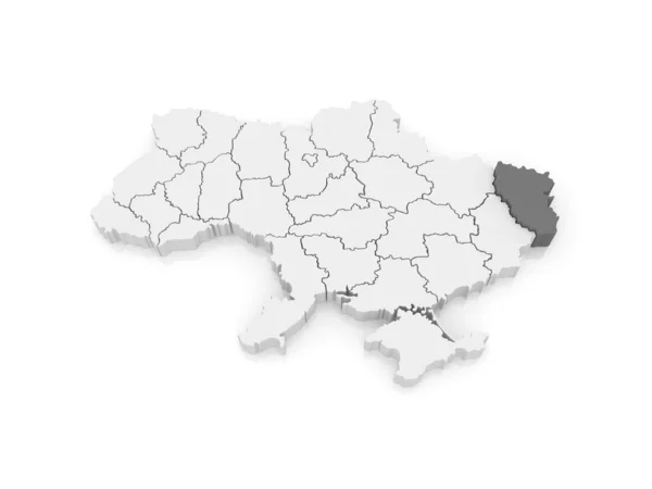 Mapa regionu lugansk. Ukrajina. — Stock fotografie