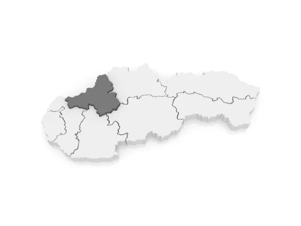 Trencin 地区的地图。斯洛伐克. — 图库照片