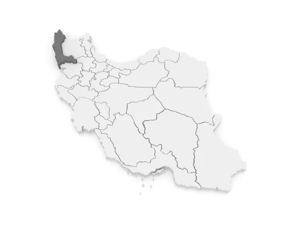 Kaart van west-Azerbeidzjan. Iran. — Stockfoto