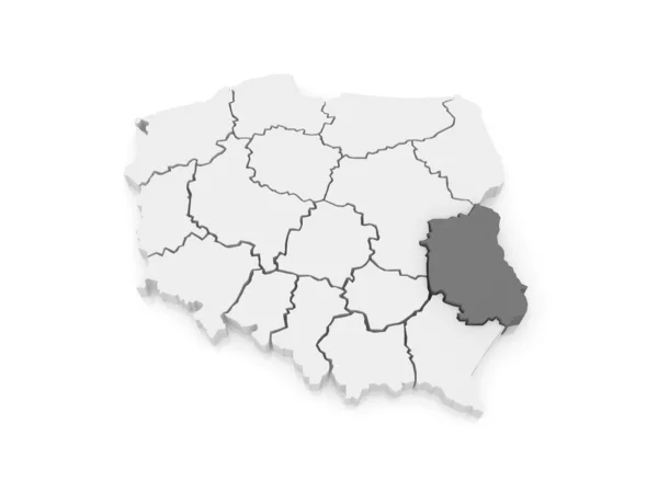ルブリン県の地図ポーランド. — ストック写真
