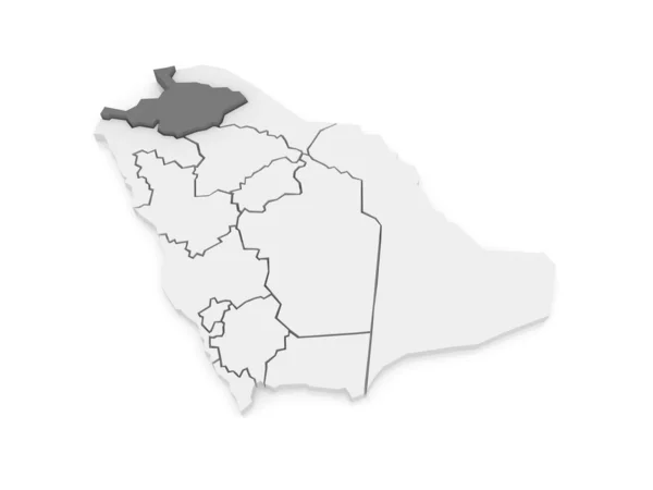 Al-jawf의 지도입니다. 사우디아라비아. — 스톡 사진