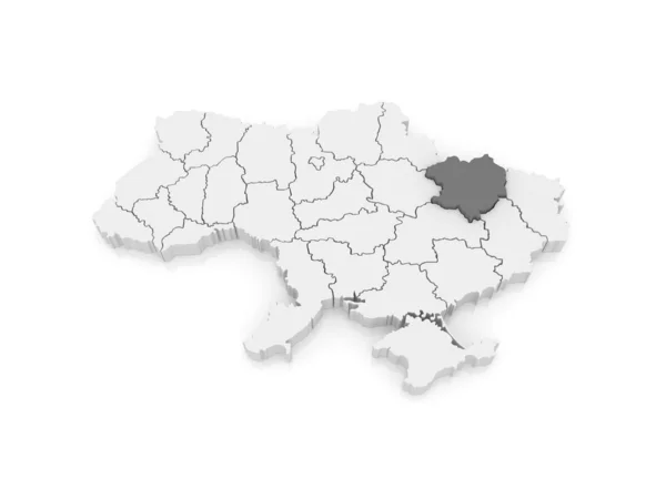 Mapa regionu Charkov. Ukrajina. — Stock fotografie