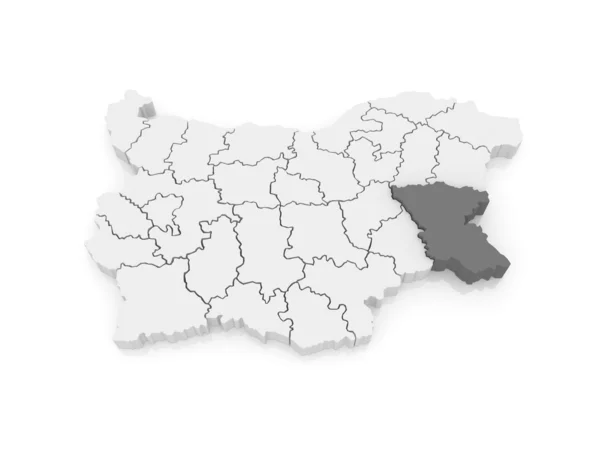 ブルガス州の地図。ブルガリア. — ストック写真