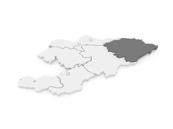 Map of Issyk-Kul region. Kyrgyzstan. — Stock Photo, Image