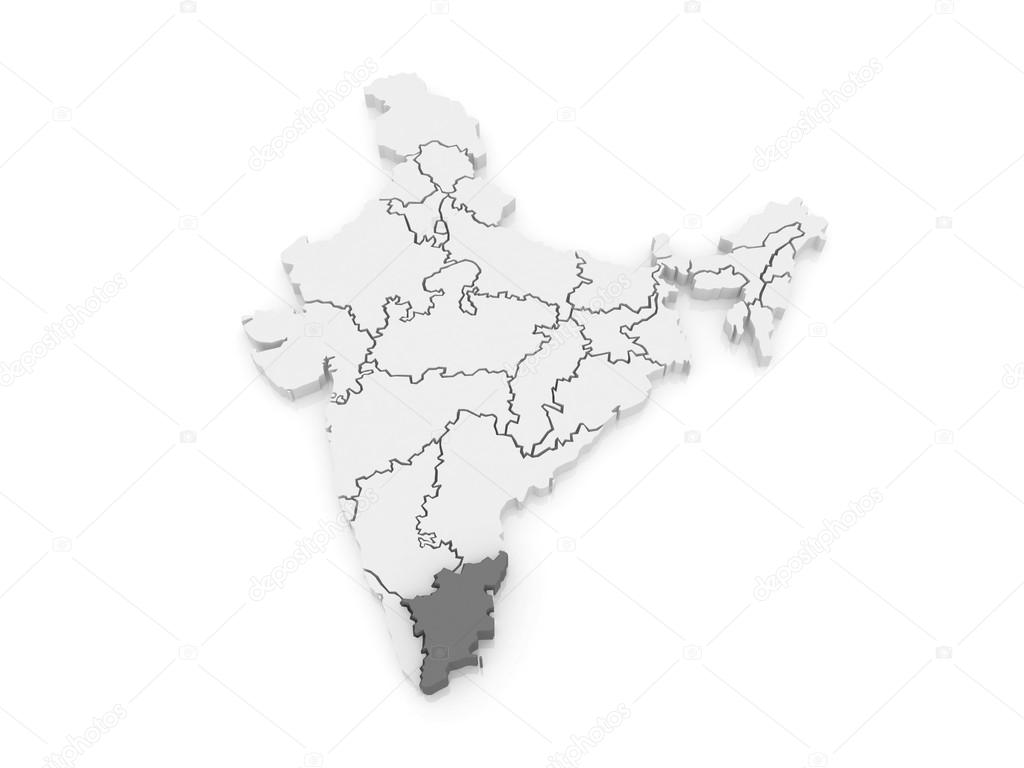 Map of Tamil Nadu. India. Stock Photo by ©Tatiana53 62218761