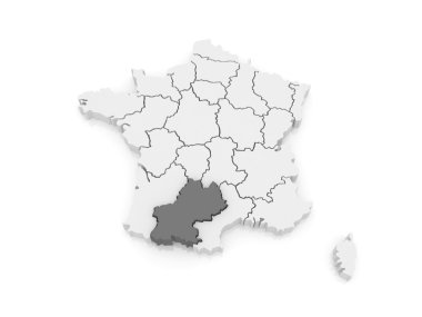 Güney - pyrenees Haritası. Fransa.