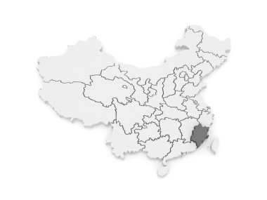 fujian Haritası. Çin.