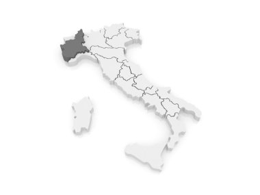 piedmont Haritası. İtalya.