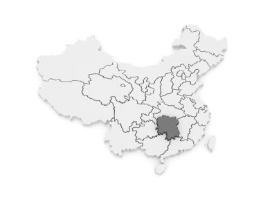 hunan Haritası. Çin.