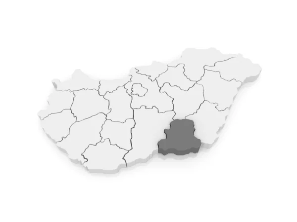 Map of Csongrad. Hungary. — Stock Photo, Image