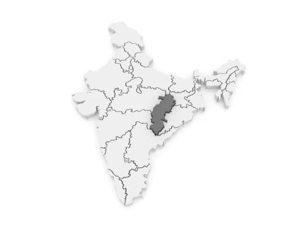 チャッティースガル州の地図。インド. — ストック写真