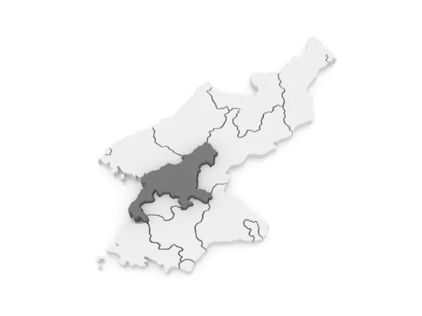 Mapa pyongan. Severní korea. — Stock fotografie