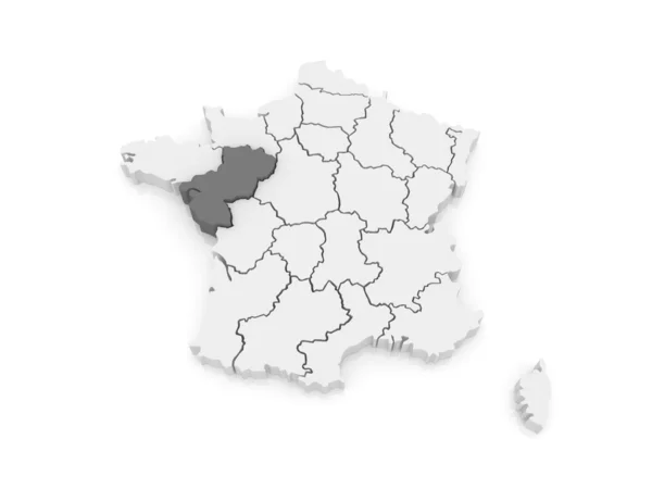 Карта Пеї-де-ла-Луар. Франція. — стокове фото