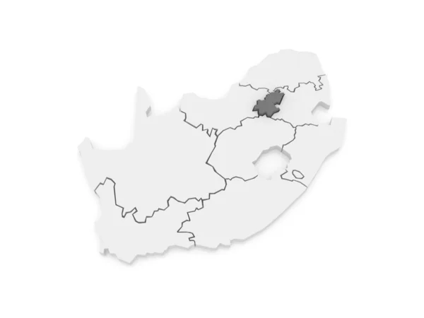 Mapa gauteng (johannesburg). Republika Południowej Afryki. — Zdjęcie stockowe