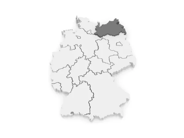 Mapa de Mecklemburgo-Pomerania Occidental. Alemania . —  Fotos de Stock