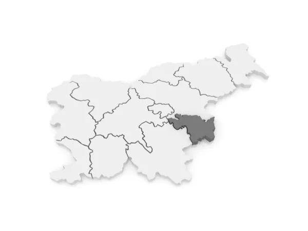 Nizhneposavsky 地域 (低いポサヴィナ) のマップ。スロベニア. — ストック写真