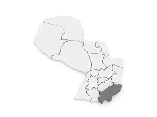 Map of Itapua. Paraguay. — Stock Photo, Image