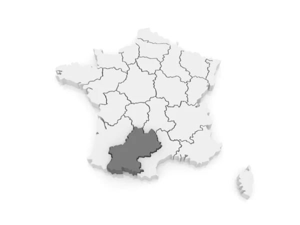 Mapa Midi - pyrenees. Francja. — Zdjęcie stockowe