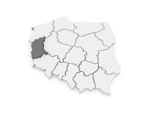 Mapa lubuskie. Polska. — Zdjęcie stockowe