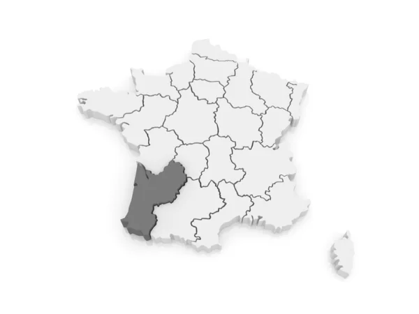 Map of Aquitaine (region). France. — Stock Photo, Image