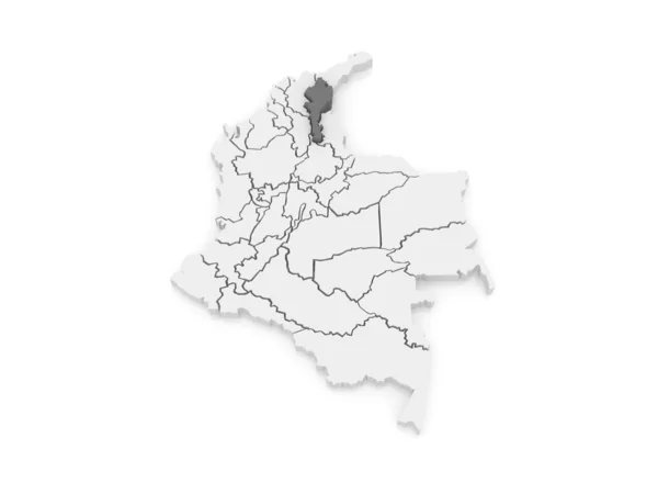 Map of Cesar. Colombia. — Stock Photo, Image