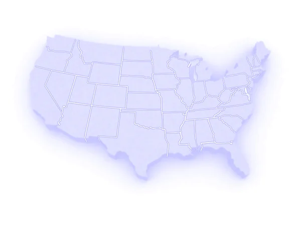 Dreidimensionale Karte der USA. — Stockfoto