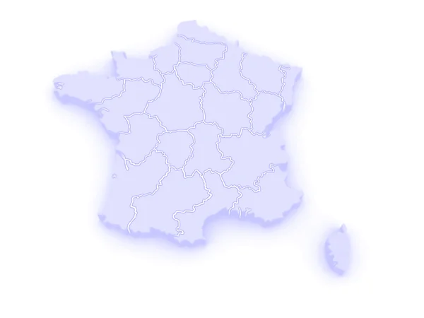 Dreidimensionale Karte von Frankreich. — Stockfoto