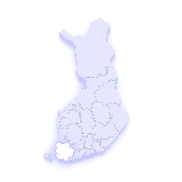 Mapa varsinais-suomi. Finsko. — Stock fotografie