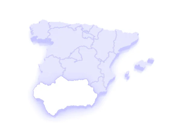 Andalúzia Térkép. Spanyolország. — Stock Fotó