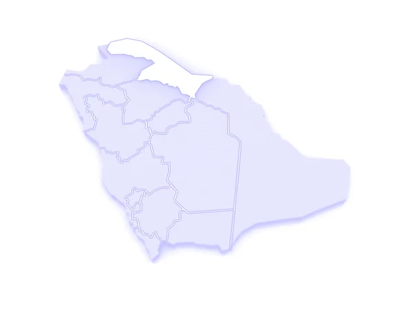 Mapa da fronteira norte de El Al Hudud. Arábia Saudita . — Fotografia de Stock