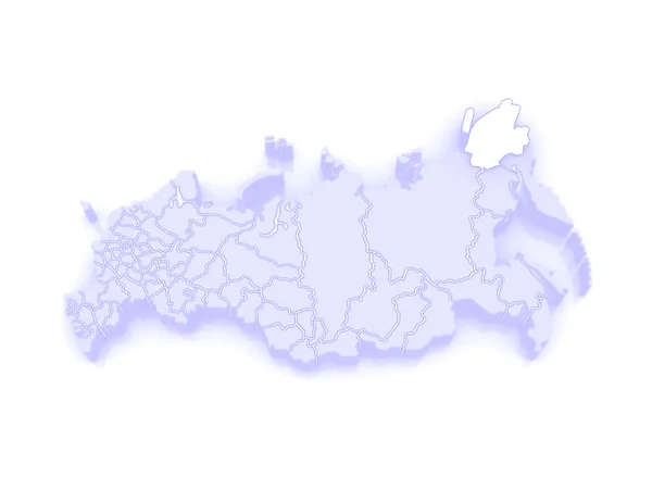 Mapa Federacji Rosyjskiej. Czukocki Okręg Autonomiczny. — Zdjęcie stockowe