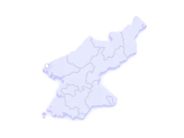 Mapa sinuiju. Severní korea. — Stock fotografie