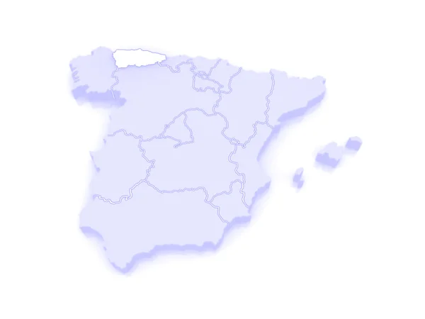 Asturias Haritası. İspanya. — Stok fotoğraf