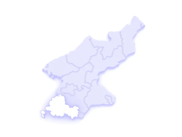 Mapa hwanghae. Severní korea. — Stock fotografie