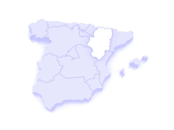 Map of Aragon. Spain. — Stock Photo, Image