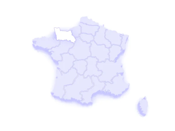 Mapa da Baixa Normandia. França . — Fotografia de Stock