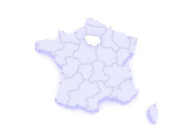 Mapa de Ile-de-France. França . — Fotografia de Stock