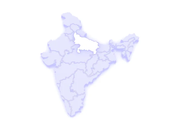 Map of Uttar Pradesh. India. — Stock Photo, Image